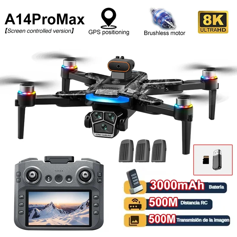 A14 PRO MAX DRONE / RETURN HOME / BRUCHLESS MOTOR / OBSTACLE AVOIDANCE  1 large battery