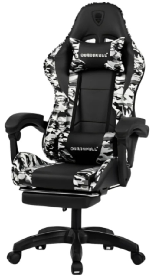 DeadSkull Gaming chair with footrest - white camouflage