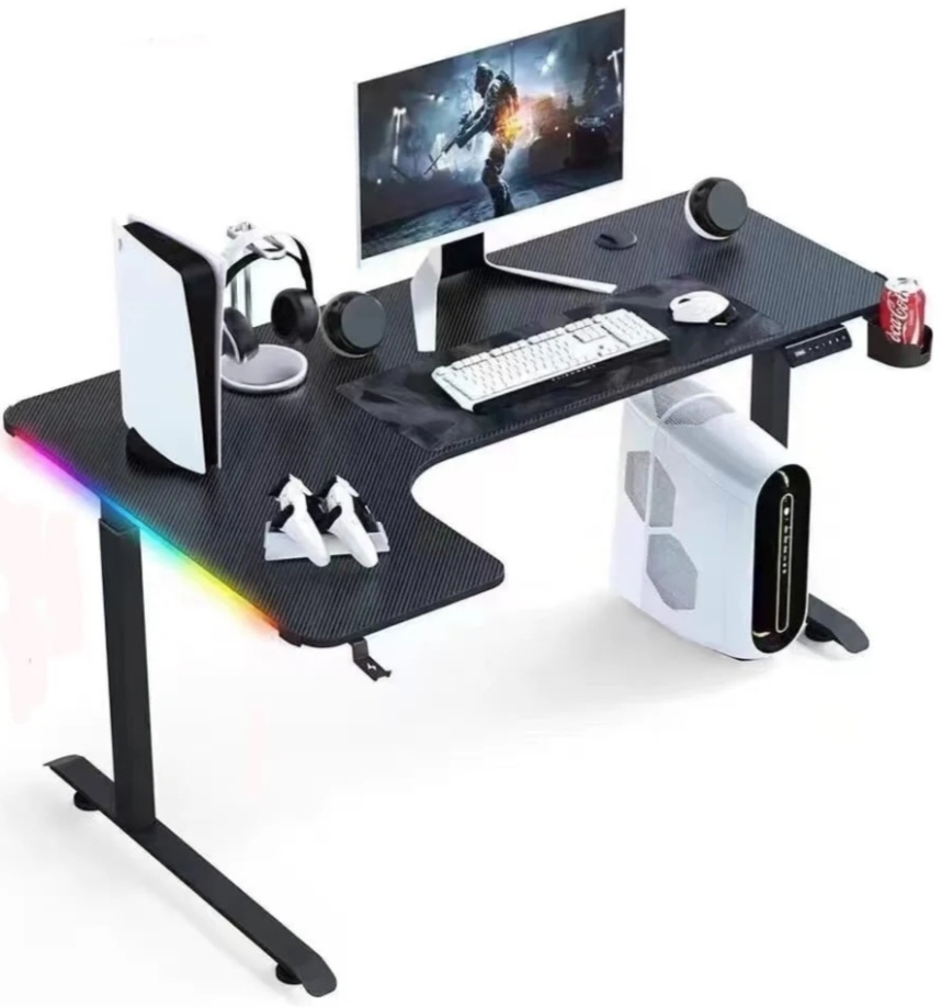 L ~ Shape Gaming Desk 160cm RGB with cup & headset holder