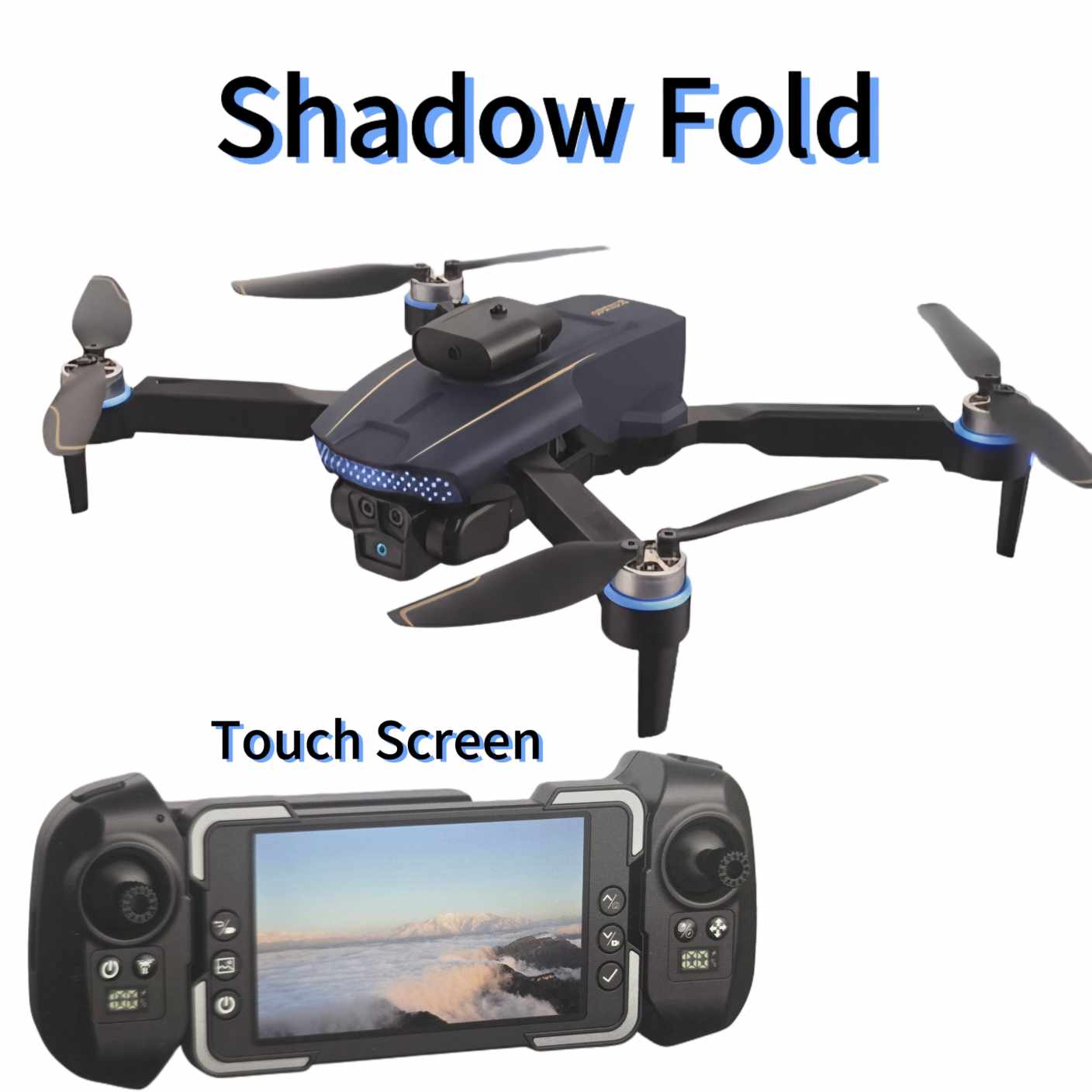 Shadow fold Drone Remote control touch Screen / obstacile avoidance / Bruchless motors