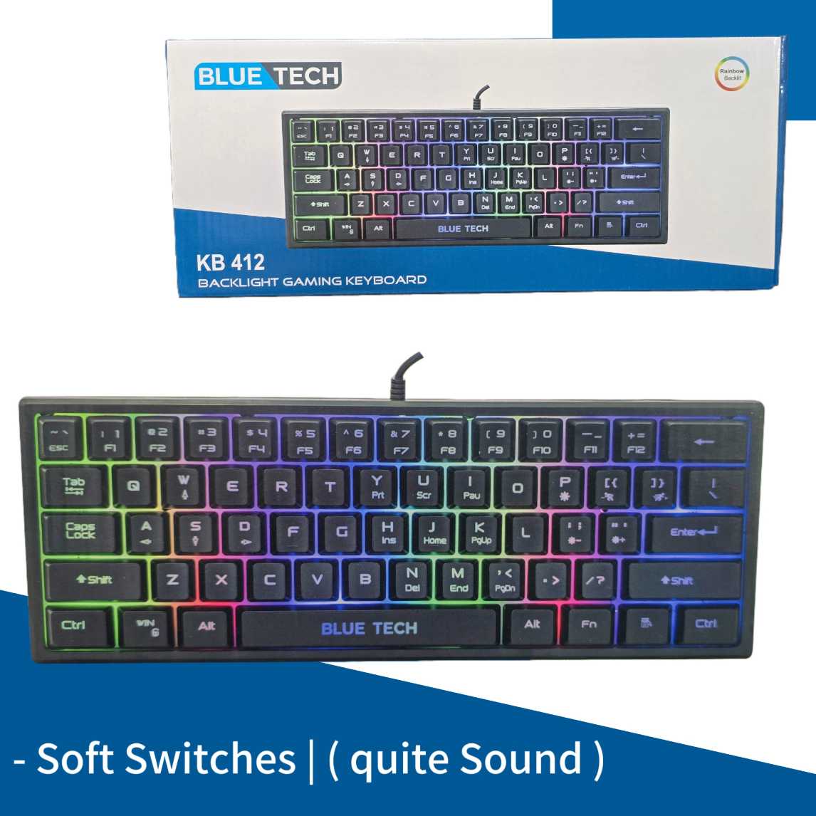 Blue Tech Gaming Keyboard - Soft Switches | 60% RGB