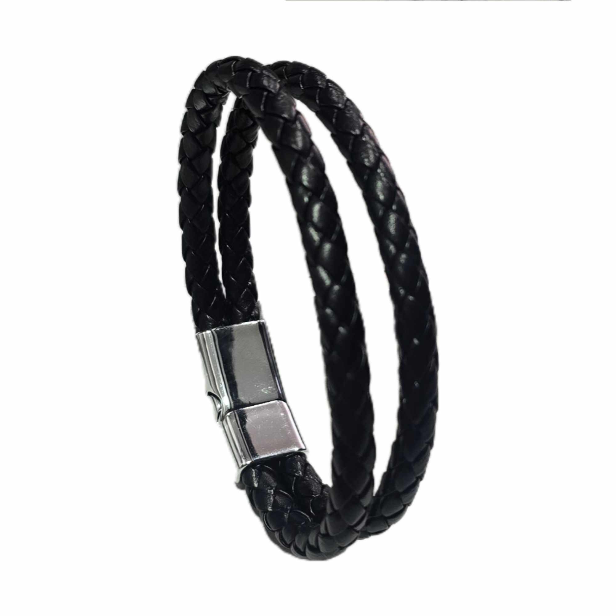 Leather bracelet 2 clips colors silver or black !